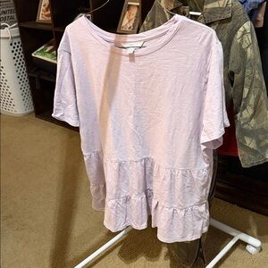 Time and Tru Light Pink Tiered Short Sleeve Top
